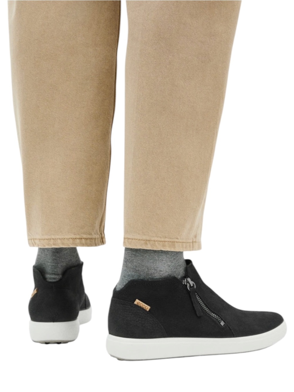 ECCO SOFT NUBUCK LOW ZIP URBAN BOOTIES SZ 8-8.5/39 EUC